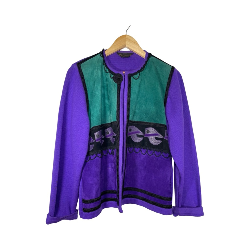 De Elvia Jarawillo vintage Colorful Women's leather beaded Jacket
